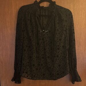 LOFT Black Star Print Blouse